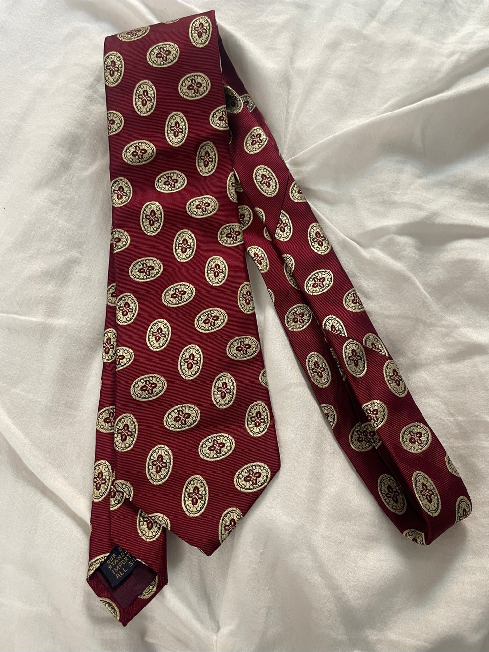 Classic Men's Burgundy Medallion Silk Tie